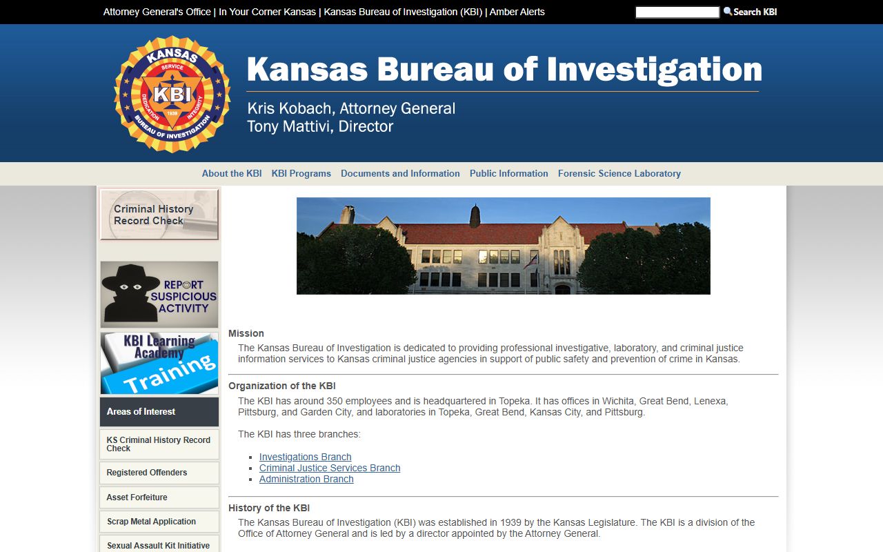 Sumner County court records Kansas Bureau of Investigation criminal history source