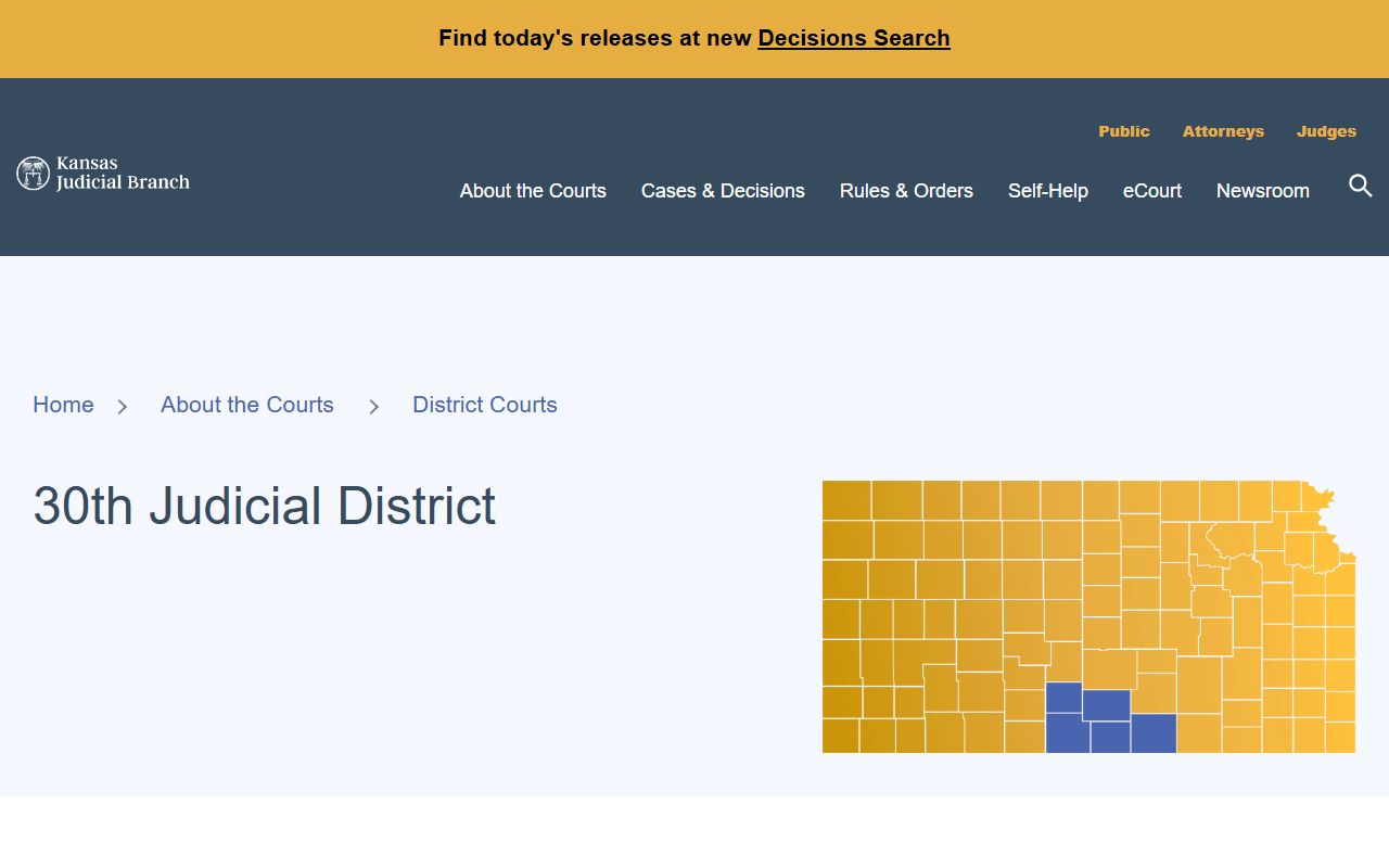 Sumner County court records Kansas 30th Judicial District source