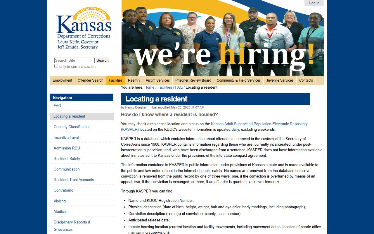 Sumner County inmate search KDOC locating a resident FAQ