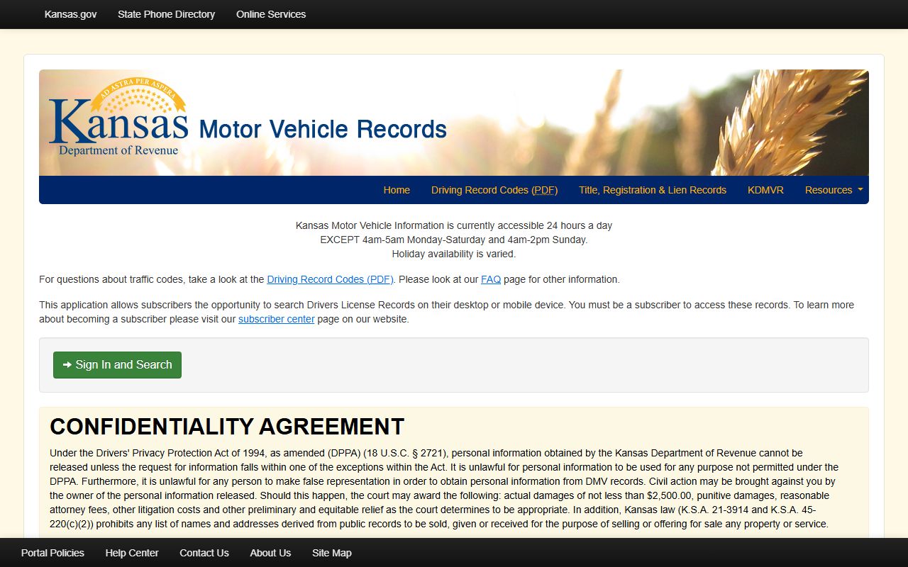 Sumner County traffic court records Kansas motor vehicle record access