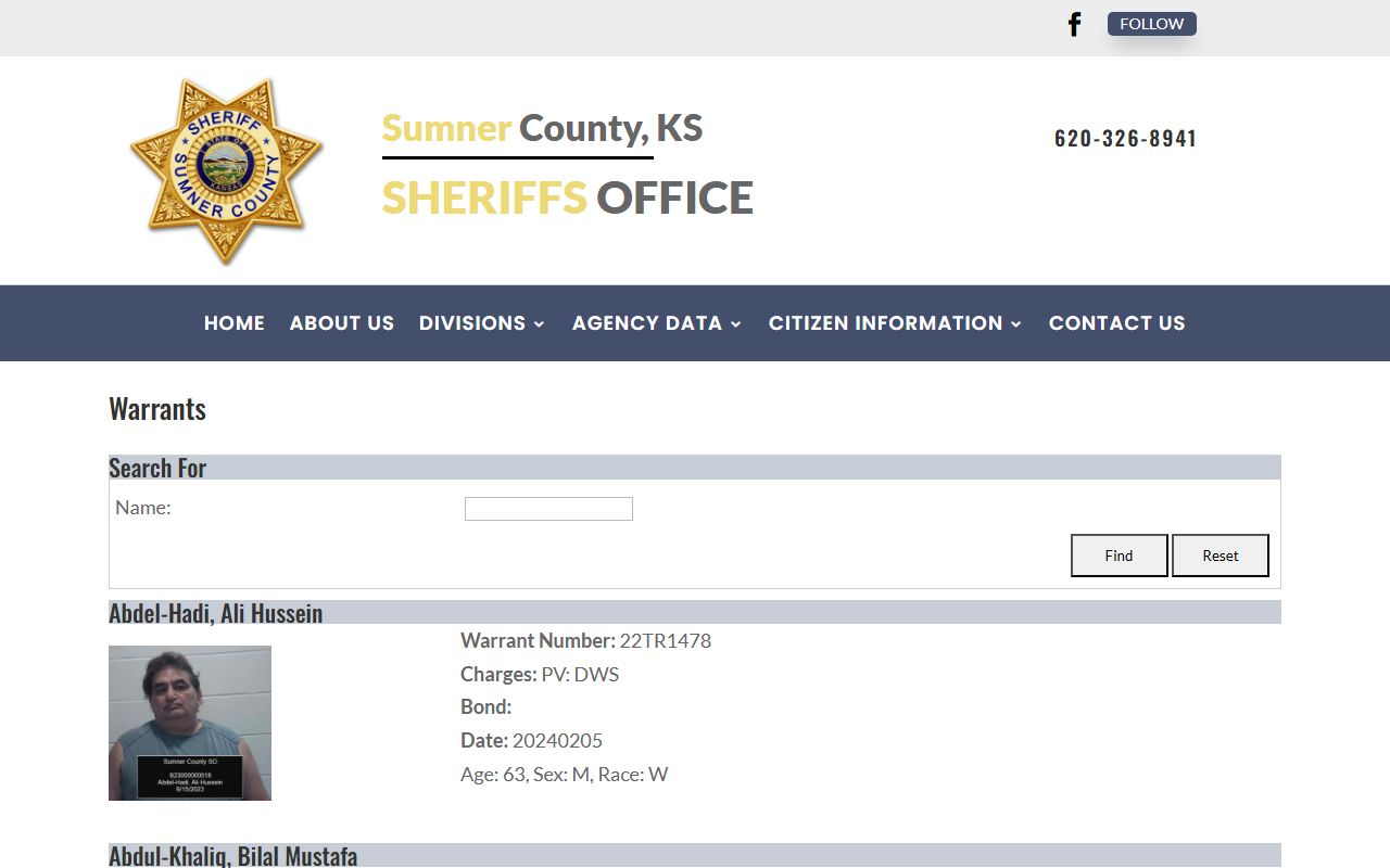 Sumner County warrant search active warrants list
